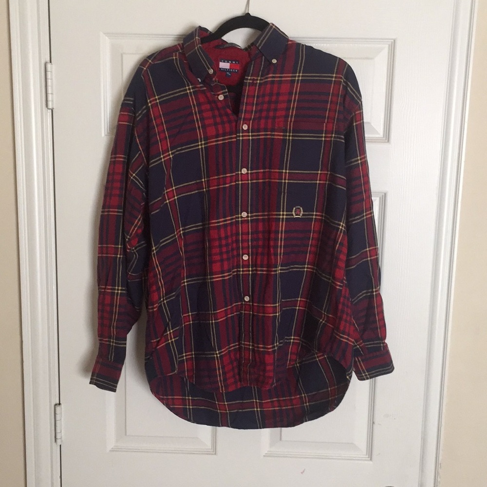 TOMMY HILFIGER *VNTG button-down red and blue M